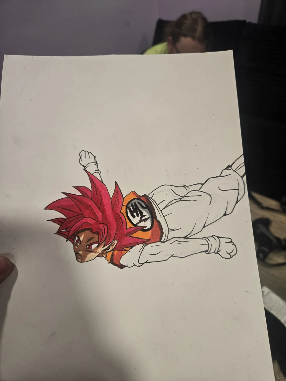 Dragon Ball Z Goku Super Saiyan God Framed Art - Red Hair, Orange Gi